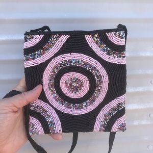 Hand beaded shoulder bag